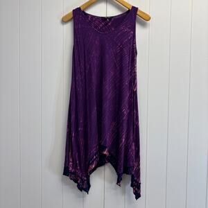 Yak n Yeti Womens Boho Beach Tie Dye Handkerchief Hem Tank Dress Size S Vacation